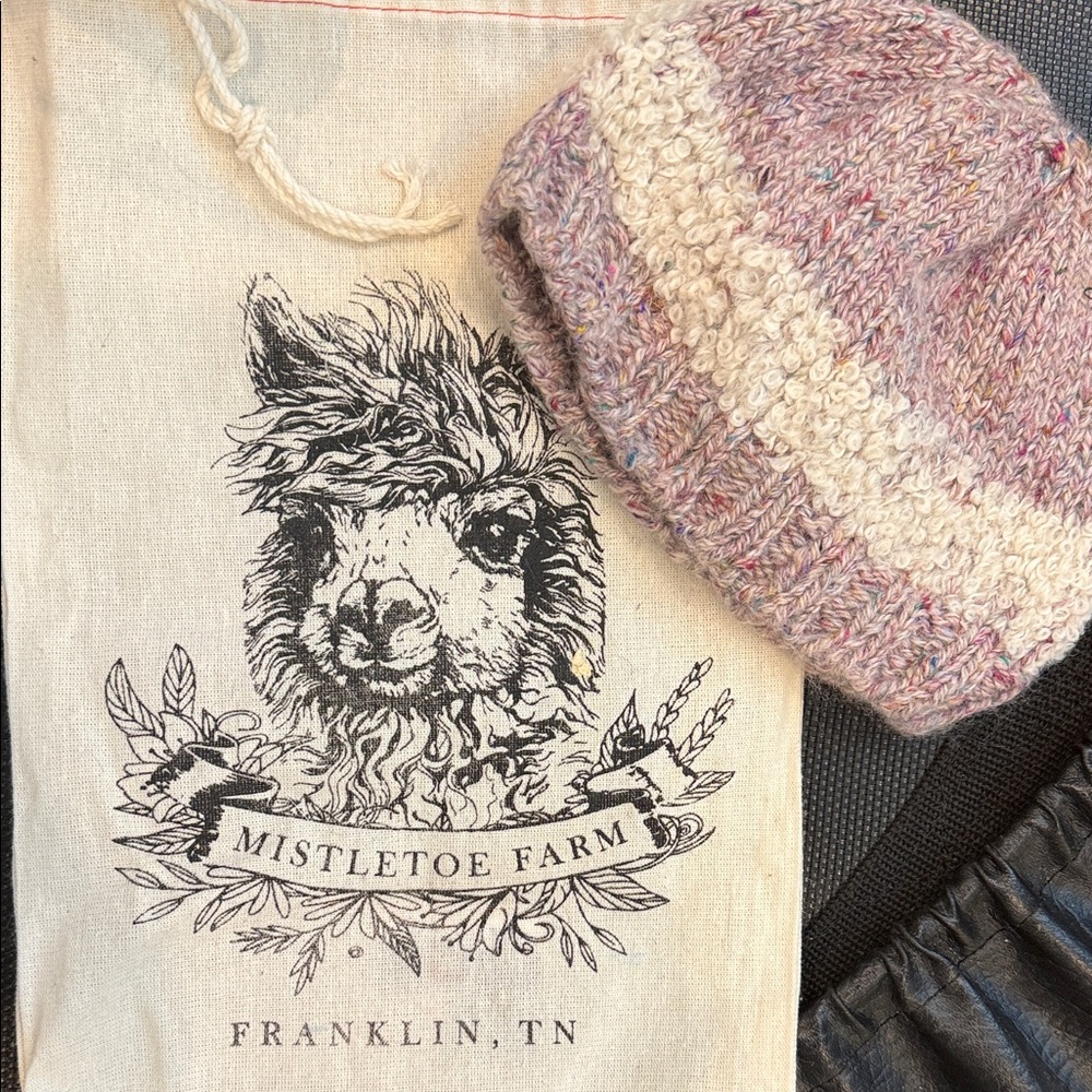Baby Knit Alpaca Beanie - Pink/Cream